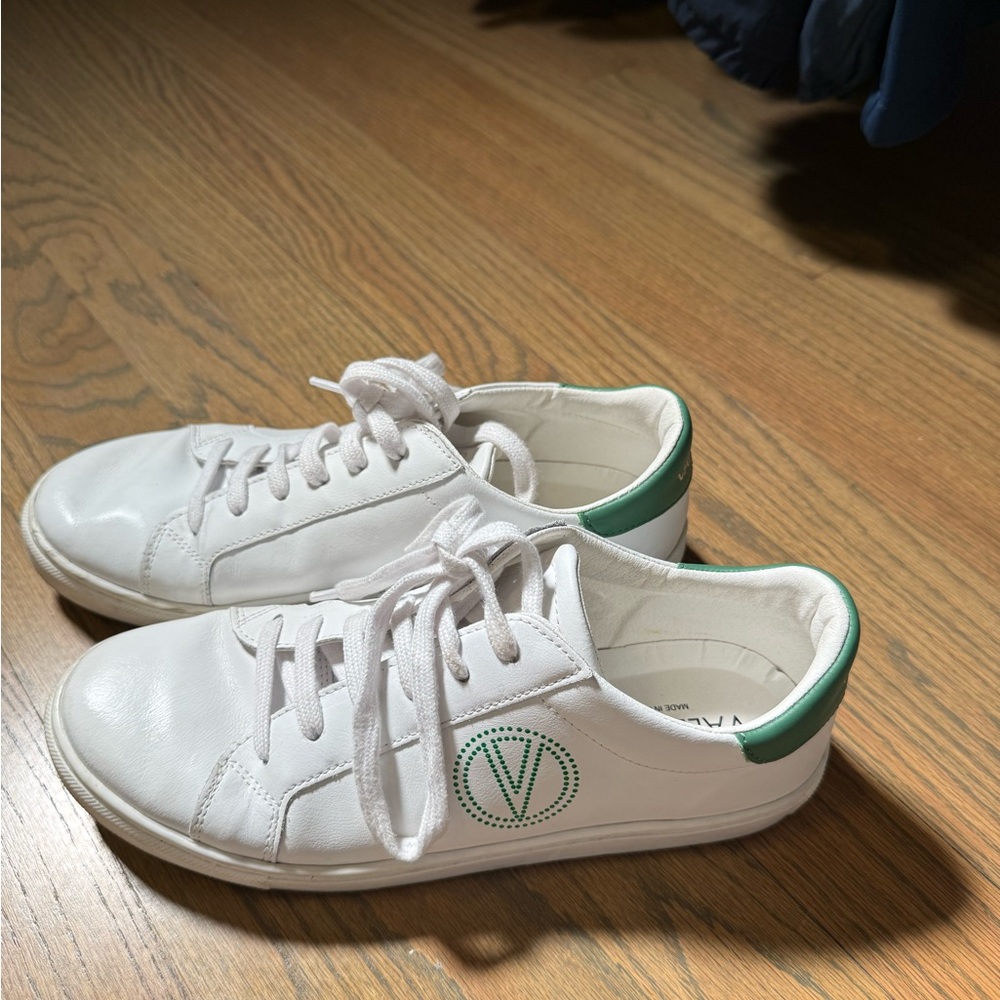 Valentino White Sneakers with Green Details